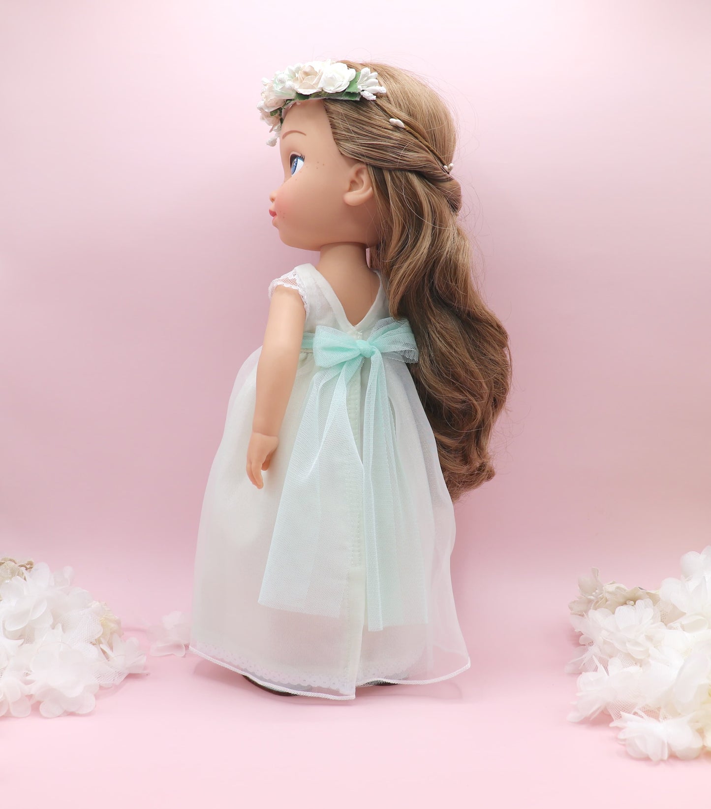 Muñeca de comunión personalizada con vestido NICOLE ORGANZA VERDE