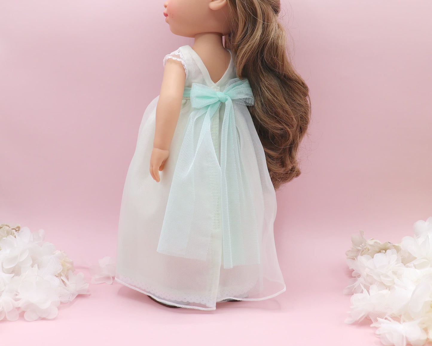 Vestido de comunhão boneca de organza abril
