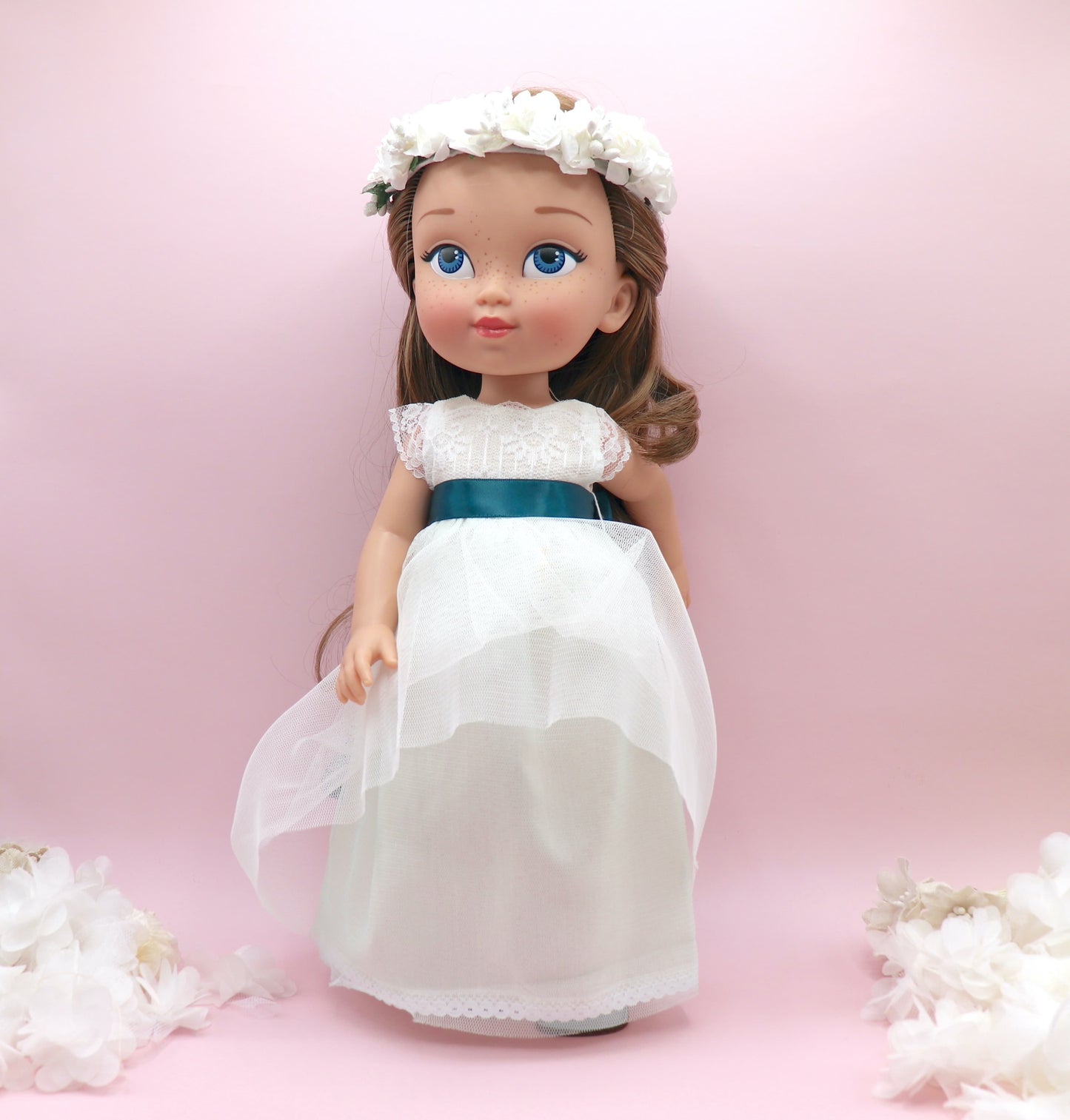 Muñeca de comunión personalizada con vestido NICOLE TUL VERDE