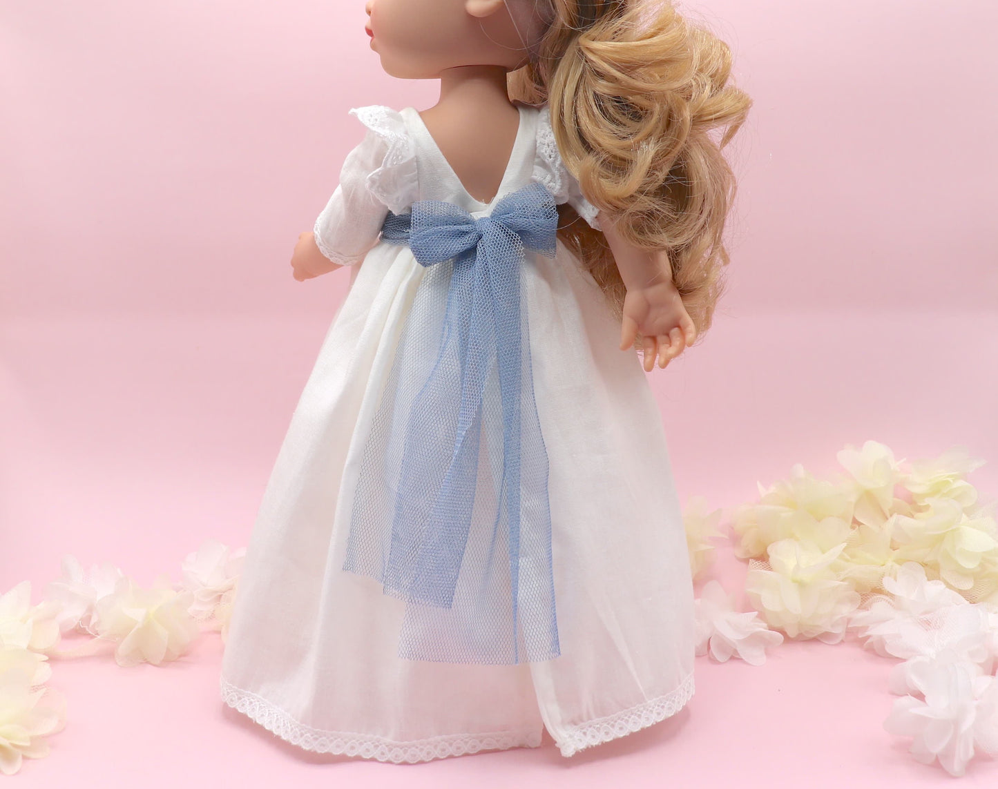 Vestido de comunhão boneca Cristina plumeti - SEM BALADO NO PESCOÇO