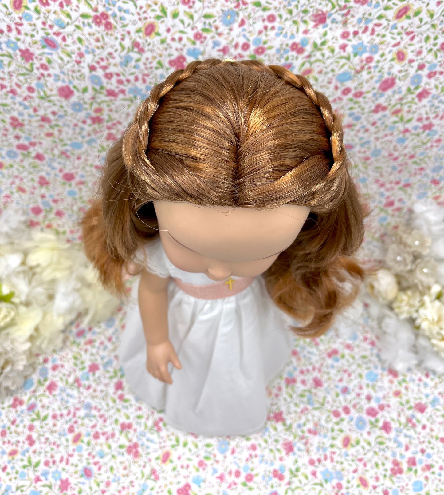 Semirecogido trenzas simples- peinado muñeca