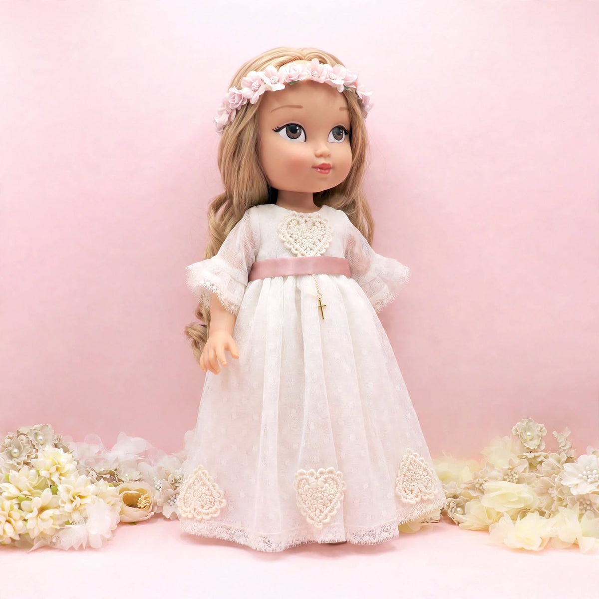 Muñeca de comunión personalizada con vestido Amore PLUMETI