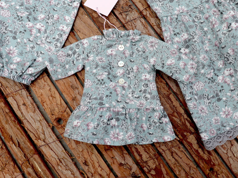 Vestido flor menta – Boneca