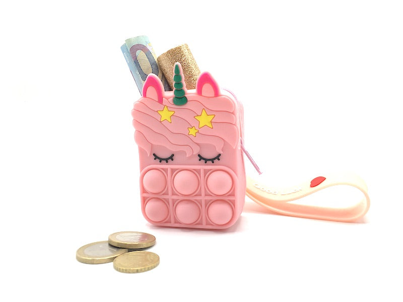 Monedero y llavero para monedas con forma de unicornio