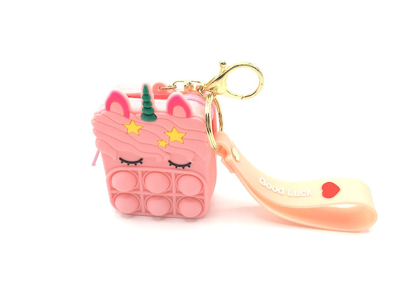 Monedero rosa popit con forma de unicornio para niña