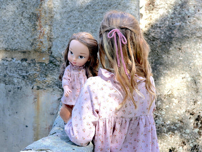 Cordones para el pelo en color rosa para niñas y muñecas a juego