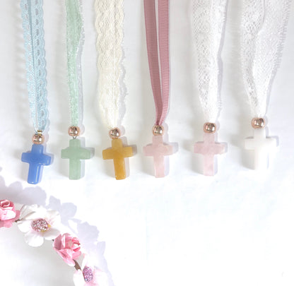 Cruz con puntilla para comunión- niña