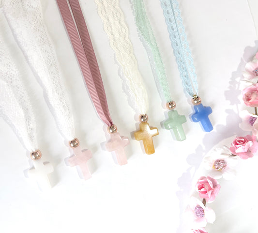 Cruz con puntilla para comunión- niña