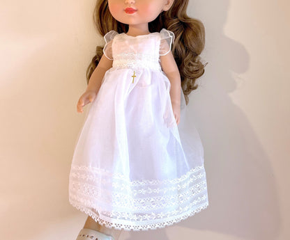 April organza doll communion dress