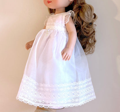 April organza doll communion dress