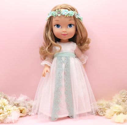 Personalized Communion Doll with Olympia Green Dress