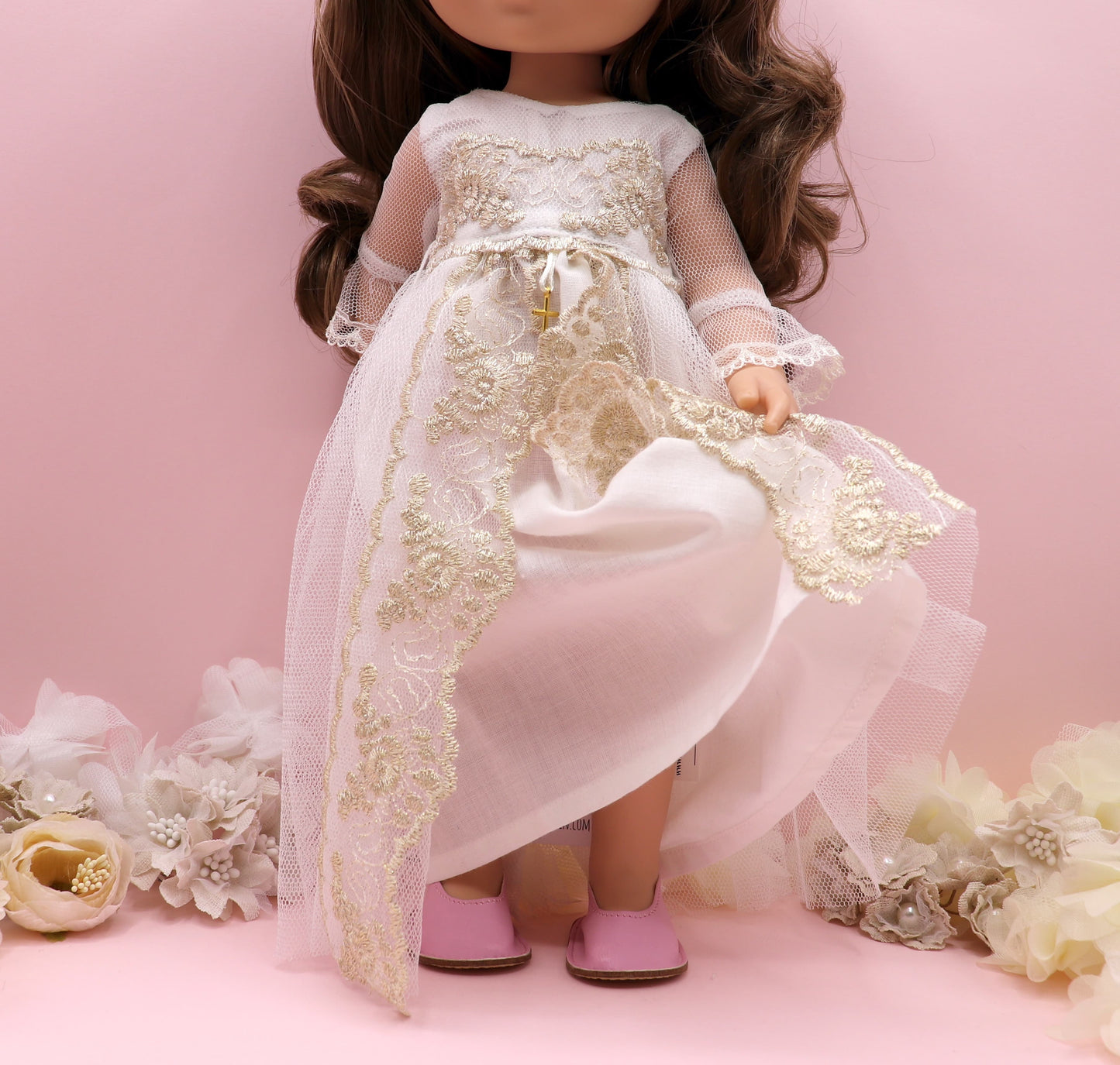 Muñeca de comunión personalizada con vestido Olympia Oro