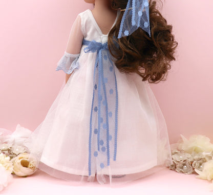 Muñeca de comunión personalizada con vestido Olympia Azul