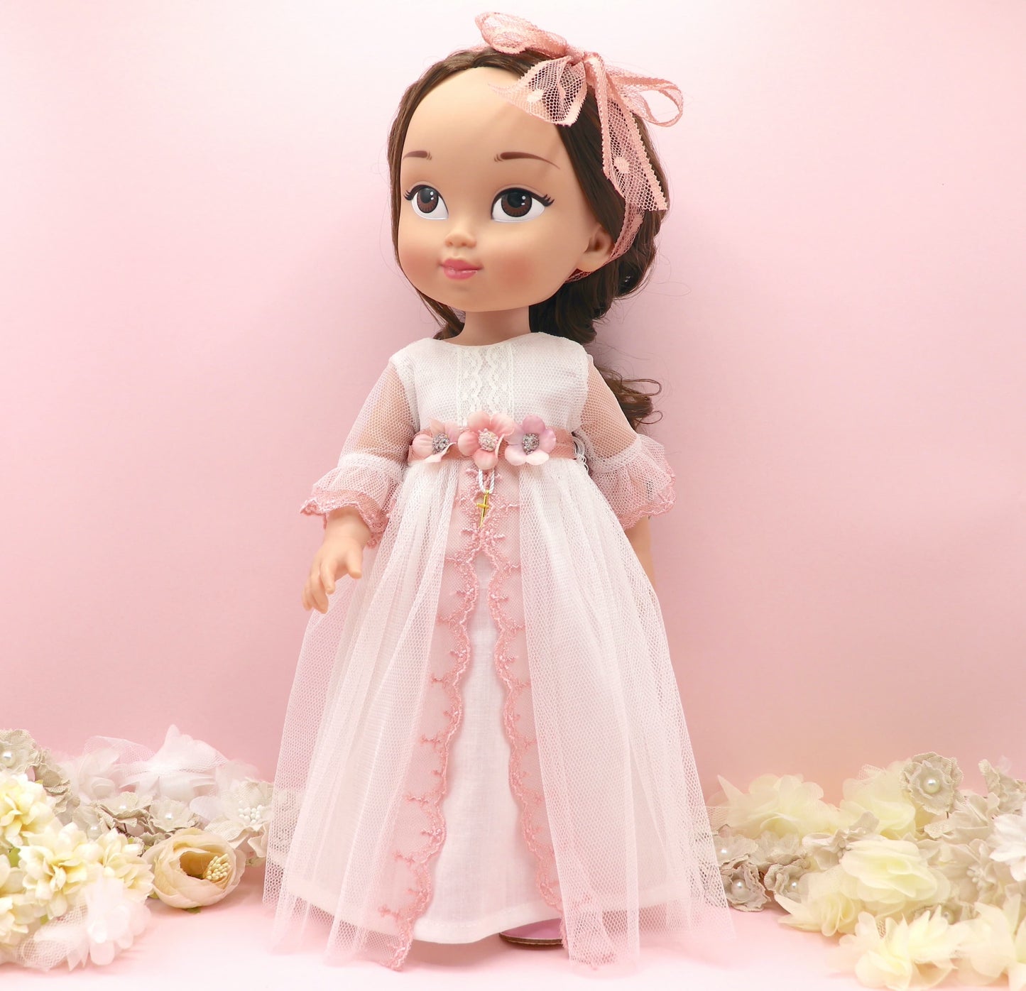 Muñeca de comunión personalizada con vestido Olympia Rosa