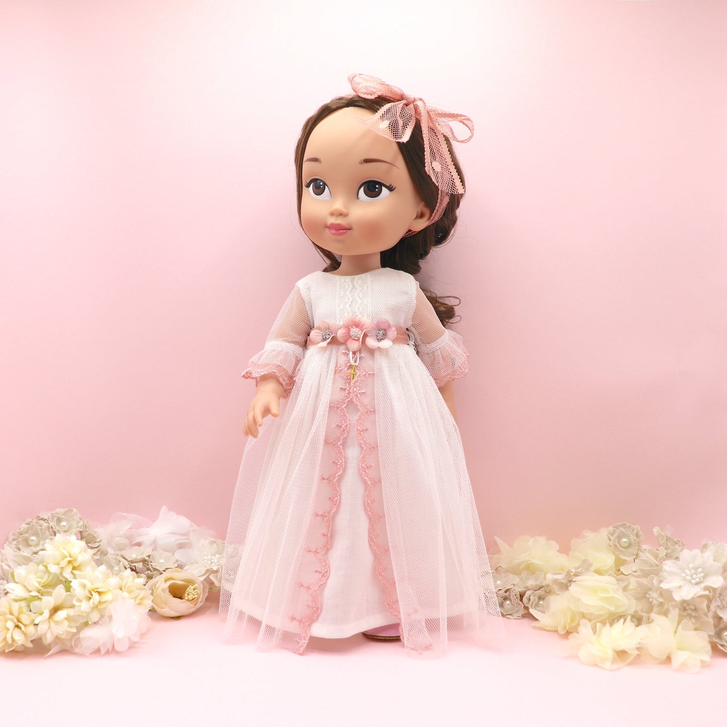 Vestido comunión muñeca Olympia Rosa
