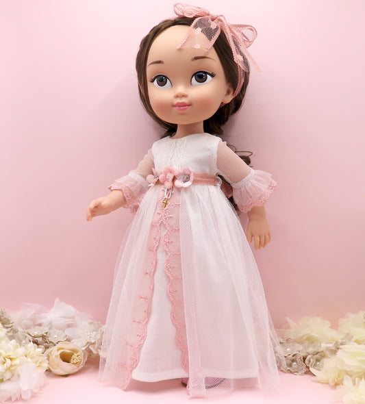 Muñeca de comunión personalizada con vestido Olympia Rosa