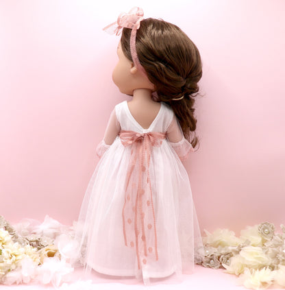 Boneca de comunhão personalizada com vestido Olympia Rosa