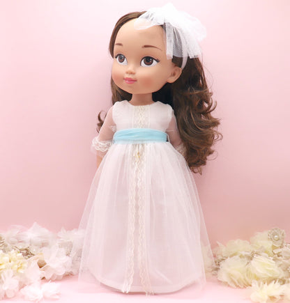 Personalized communion doll with Olympia Cava dress