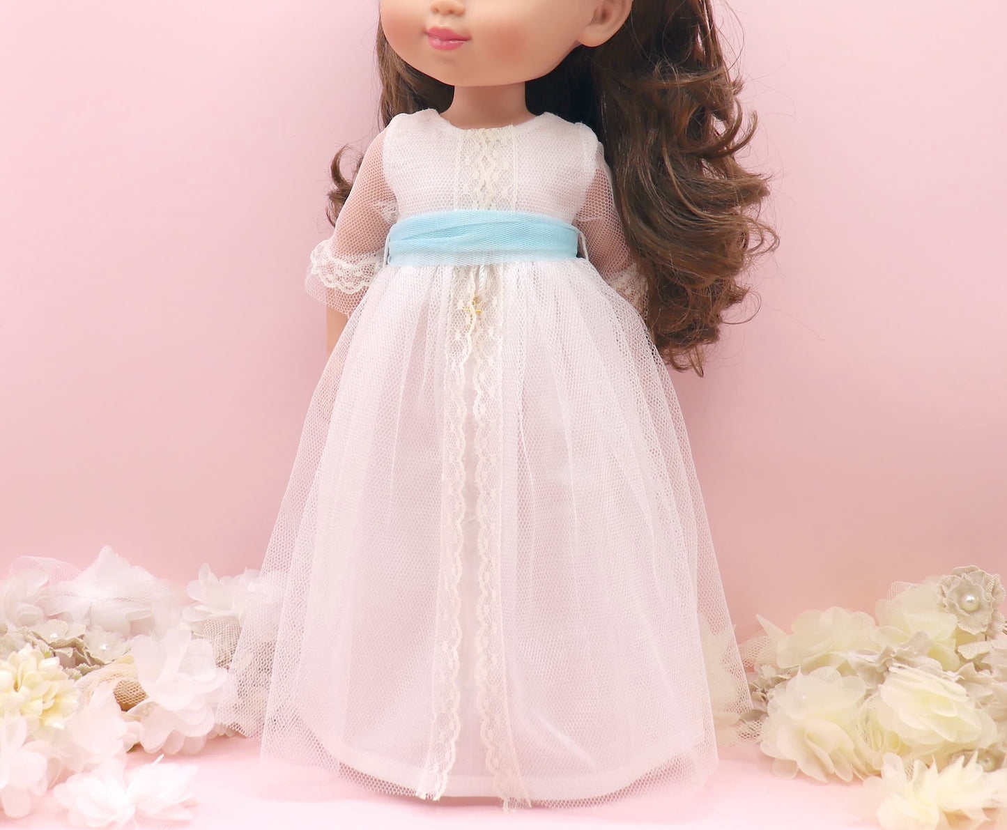 Olympia Cava doll communion dress