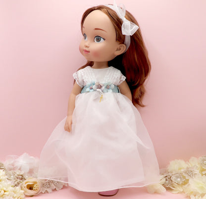 Muñeca de comunión personalizada con vestido Ninfa organza