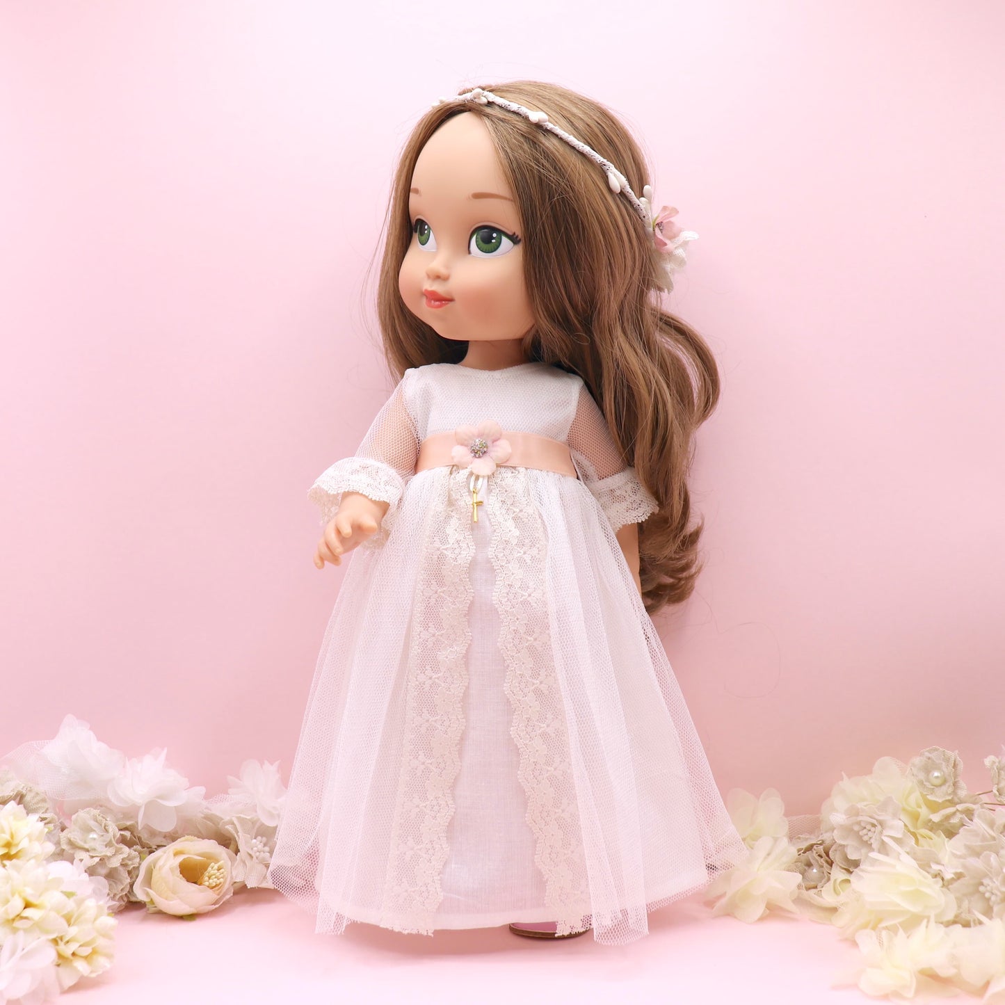 Personalized Communion Doll with Olympia Natural Dress