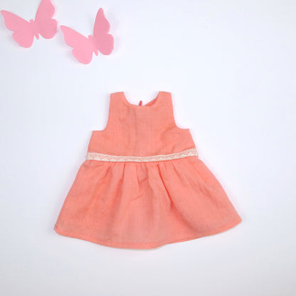 Vestido de verano Coral con puntilla, forro y cremallera  –  Muñeca