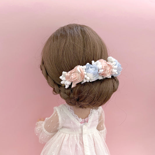 PISTILLOS doll headdress - light blue and pink