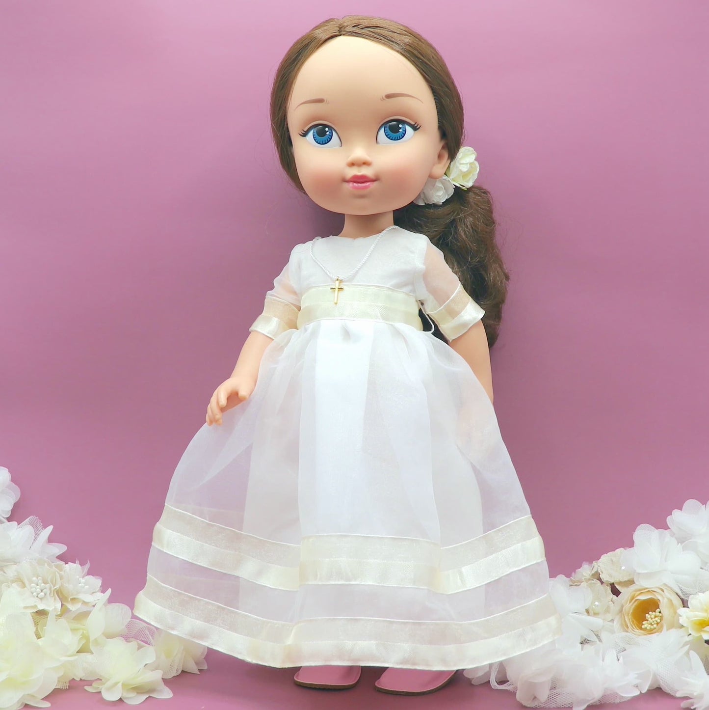 Personalized communion doll with Megan organza dress