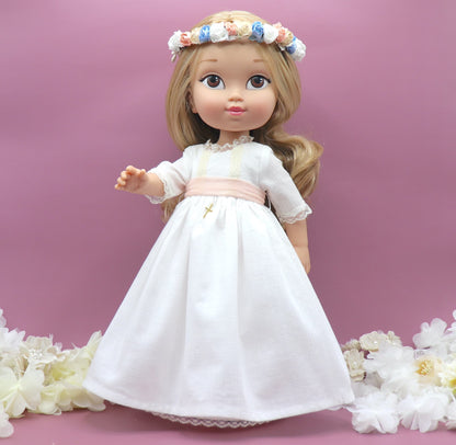 Personalized communion doll with Carolina Lino dress