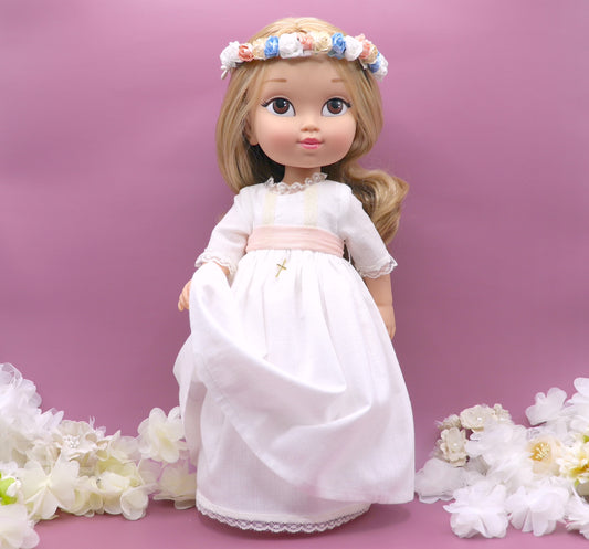 Muñeca de comunión personalizada con vestido Carolina Lino
