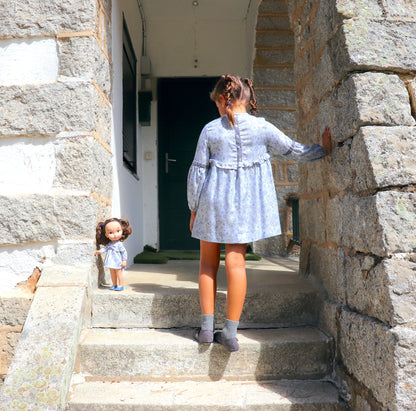 Vestido MARINELLA de flores celeste - niña