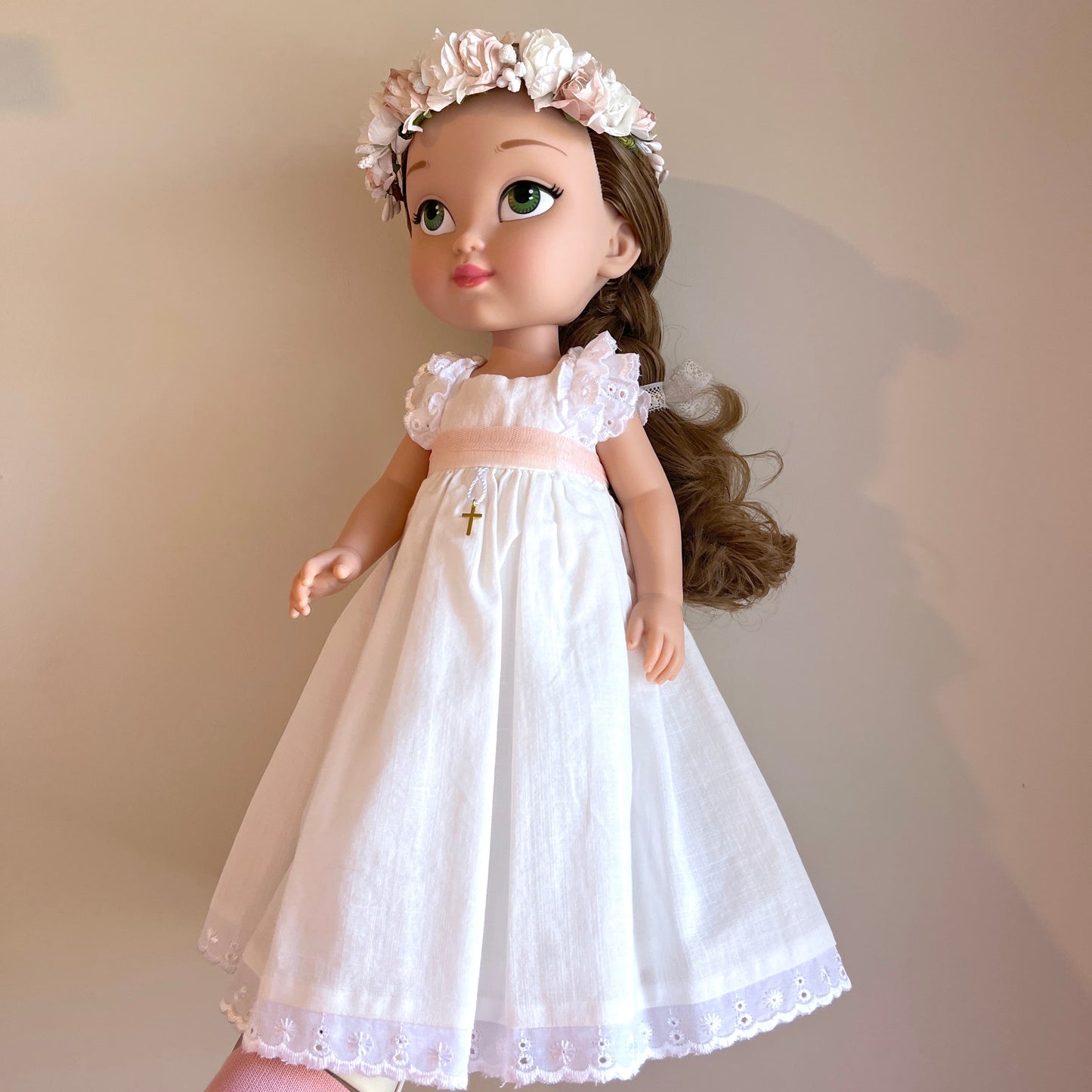 Personalized communion doll with Zoe Lino dress