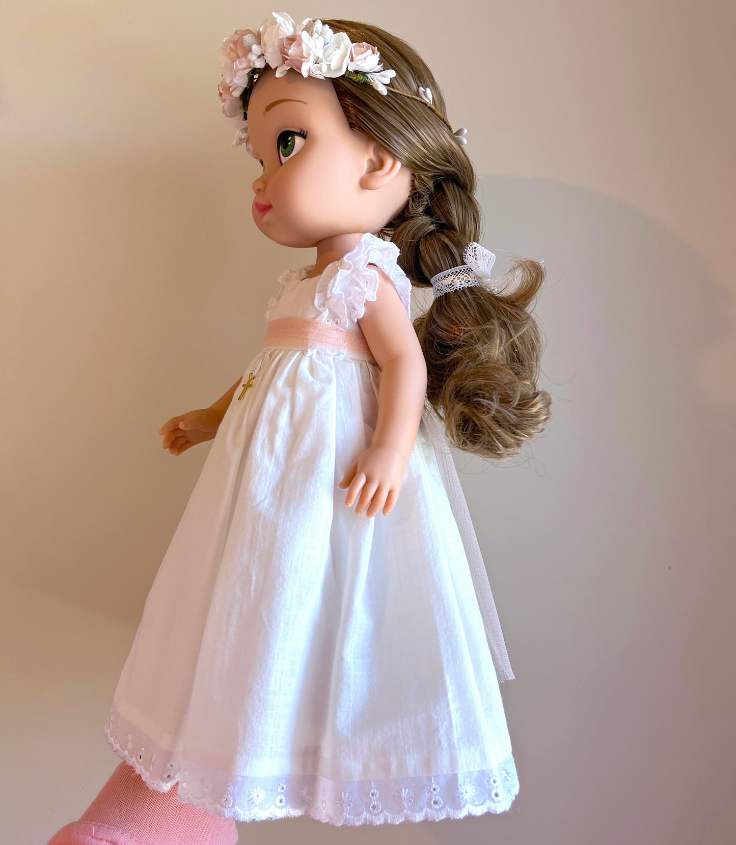 Personalized communion doll with Zoe Lino dress