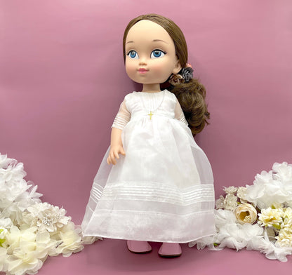 Boneca de comunhão personalizada com vestido de organza Jéssica