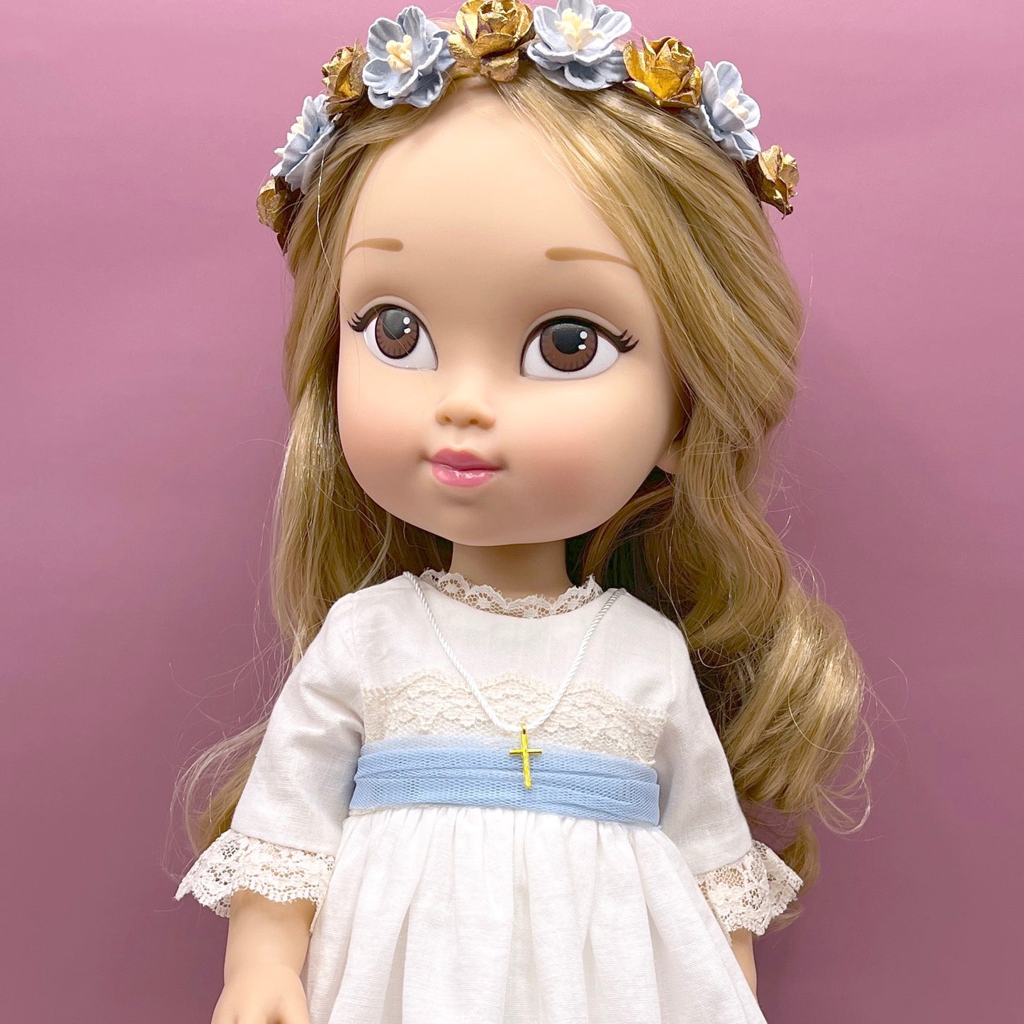 Muñeca de comunión personalizada con vestido Harriet Lino