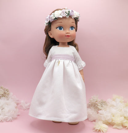 Personalized communion doll with Leonor Ottoman dress