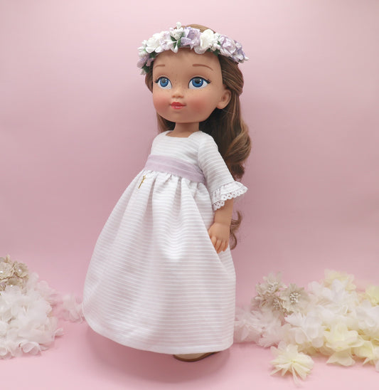 Personalized communion doll with Leonor Ottoman dress