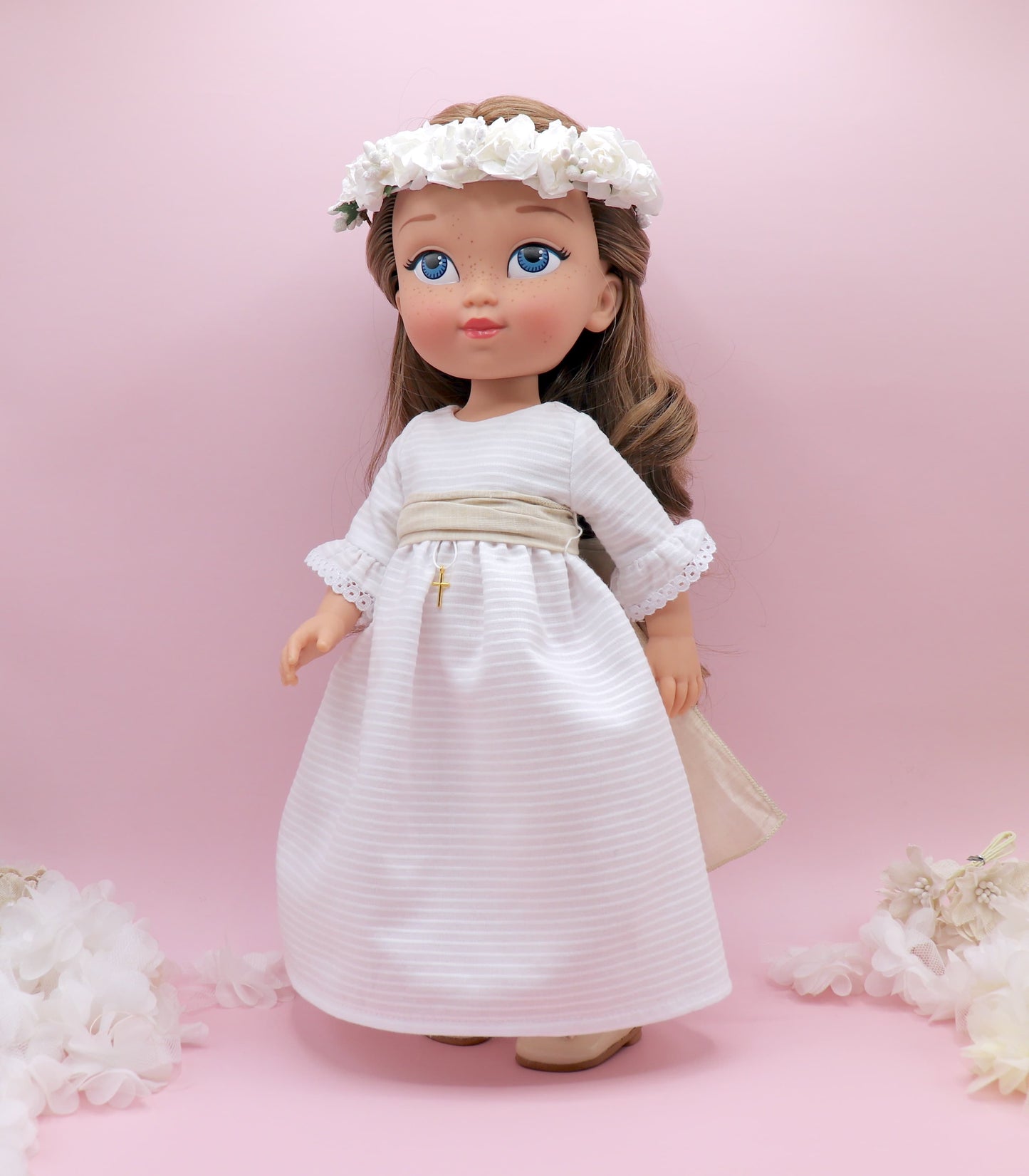 Personalized communion doll with Leonor Ottoman dress