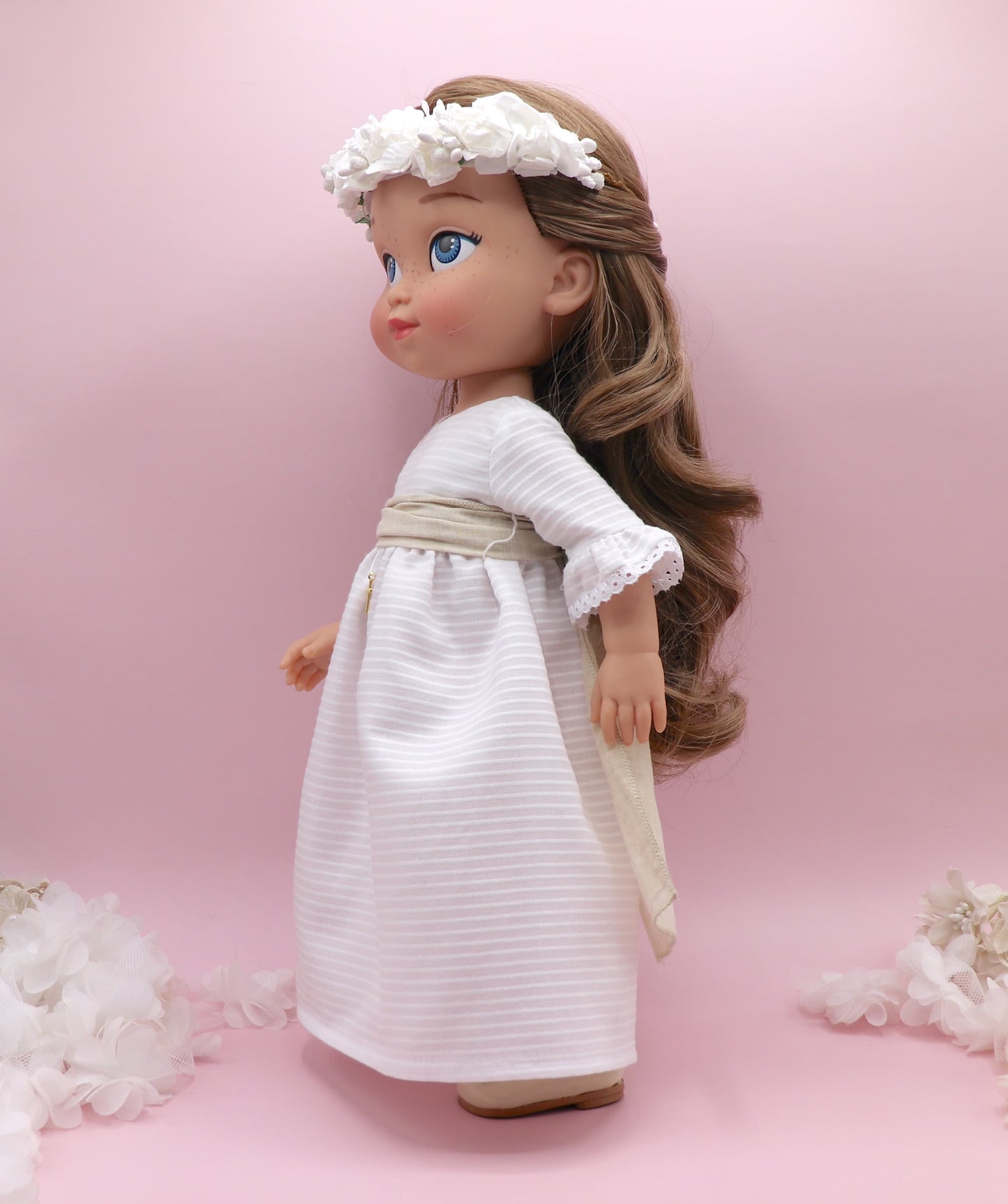 Personalized communion doll with Leonor Ottoman dress