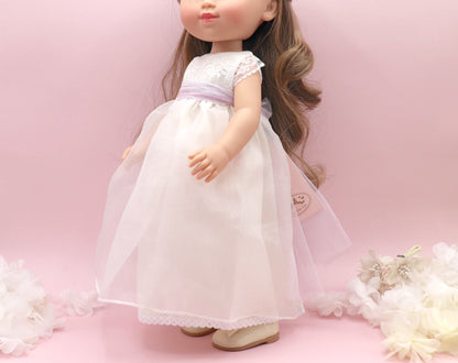 Vestido comunión muñeca Nicole organza BLANCO