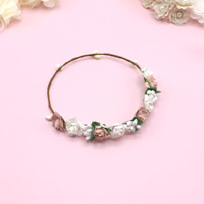 Coronita ROMANA muñeca - Rosa nude y verde
