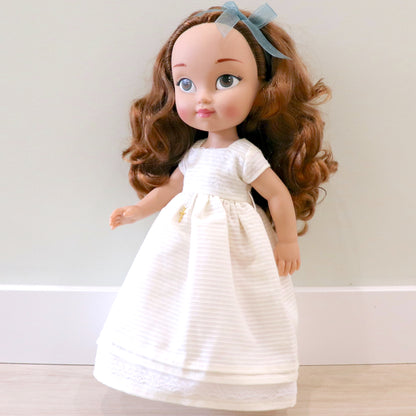 Personalized communion doll with Pandora ottoman dress