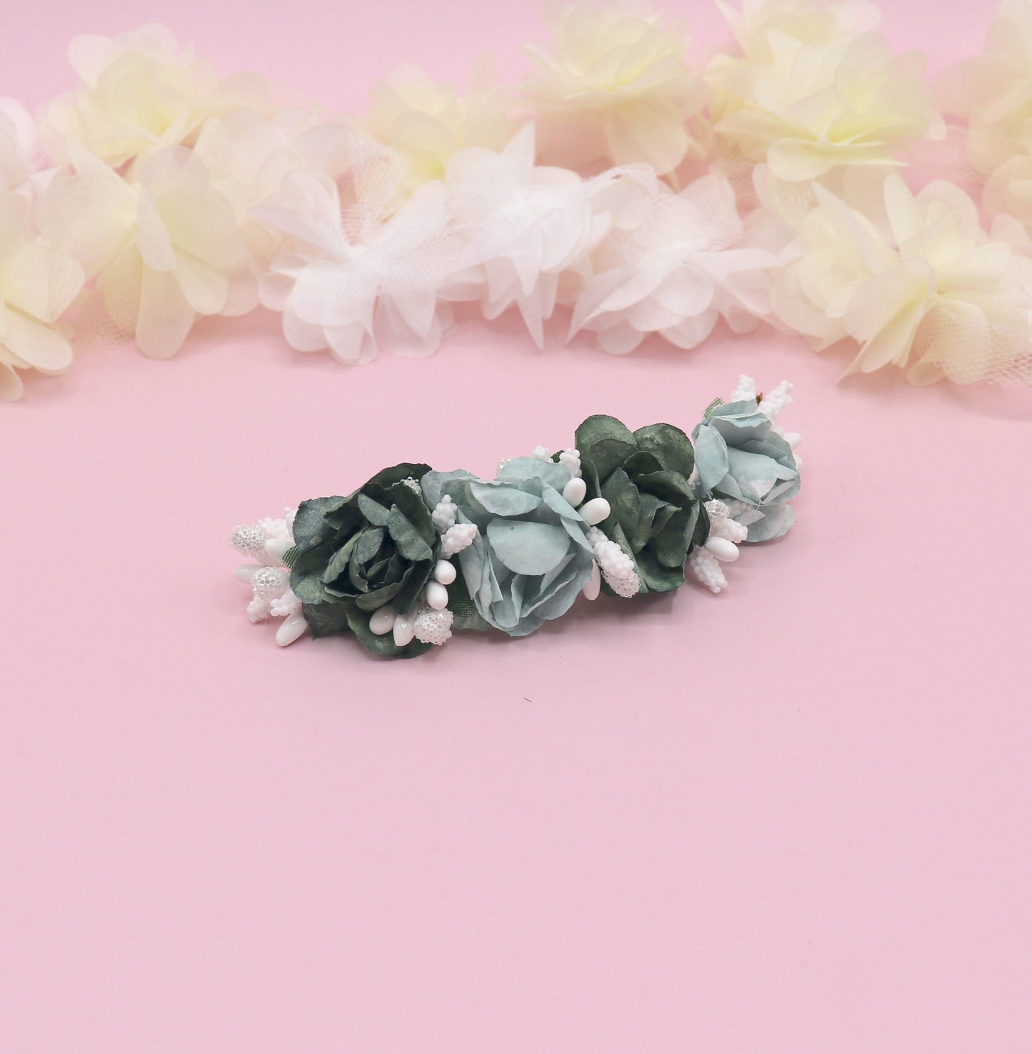 Cocar de boneca PISTILLOS - azul claro e rosa