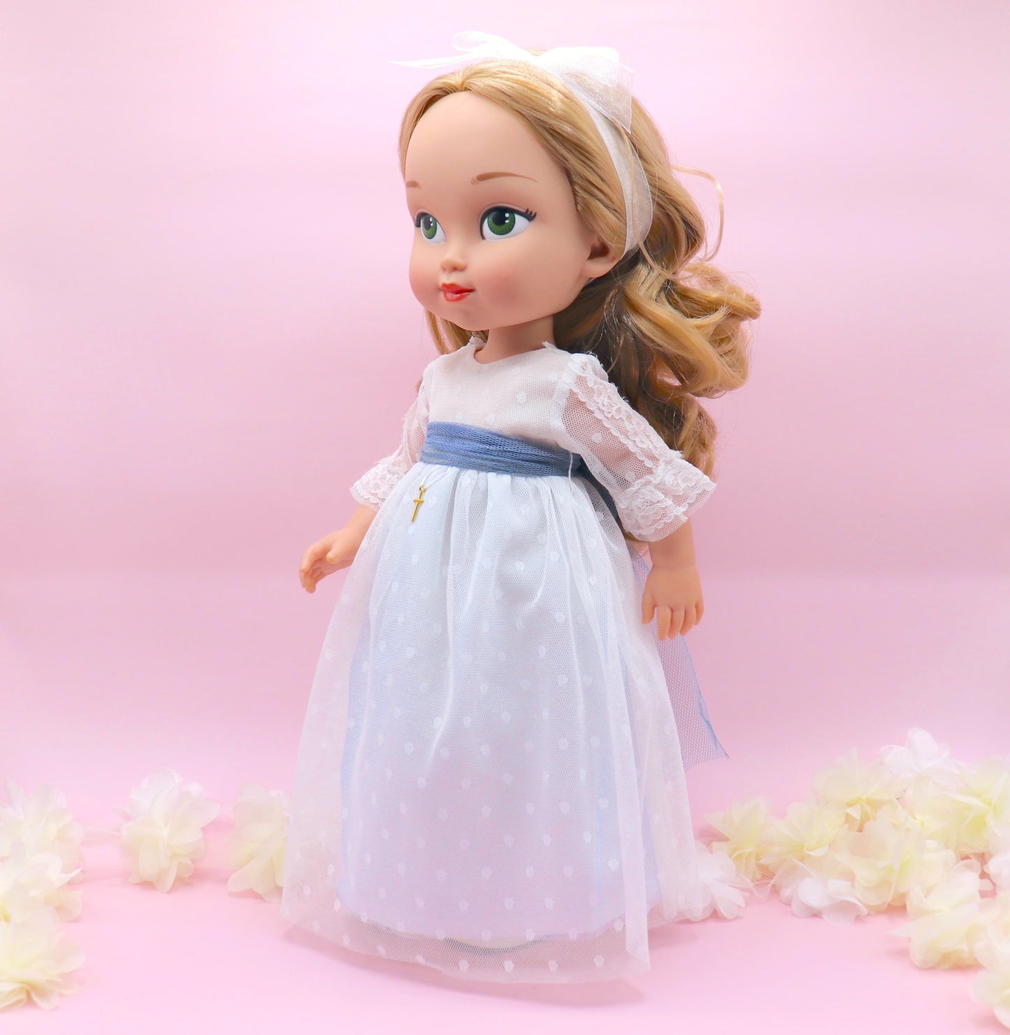 Personalized communion doll with Evangeline dress