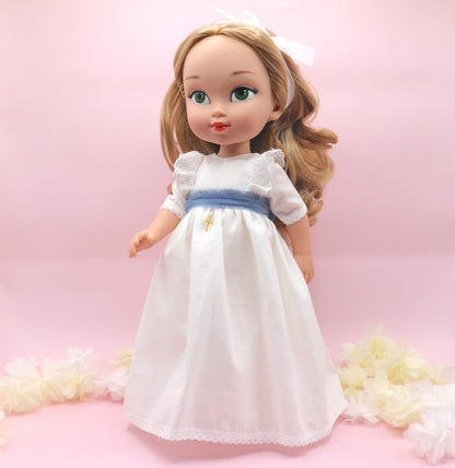 Boneca de comunhão personalizada com vestido Cristina Lino - SEM babado no pescoço