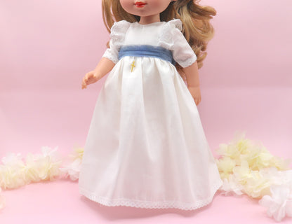 Vestido de comunhão boneca Cristina plumeti - SEM BALADO NO PESCOÇO