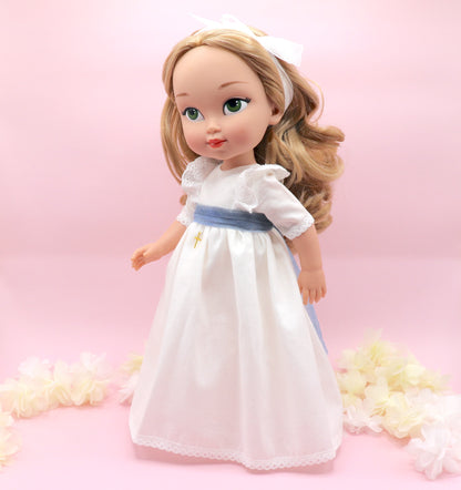 Boneca de comunhão personalizada com vestido Cristina Lino - SEM babado no pescoço