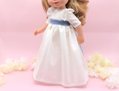 Vestido de comunhão boneca Cristina plumeti - SEM BALADO NO PESCOÇO