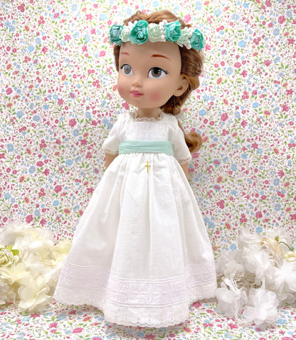 Personalized communion doll with Chloe Lino dress