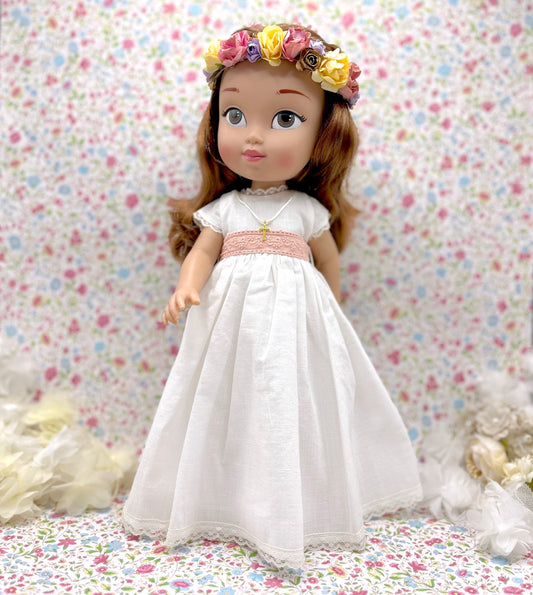 Muñeca de comunión personalizada con vestido Rebecca Lino